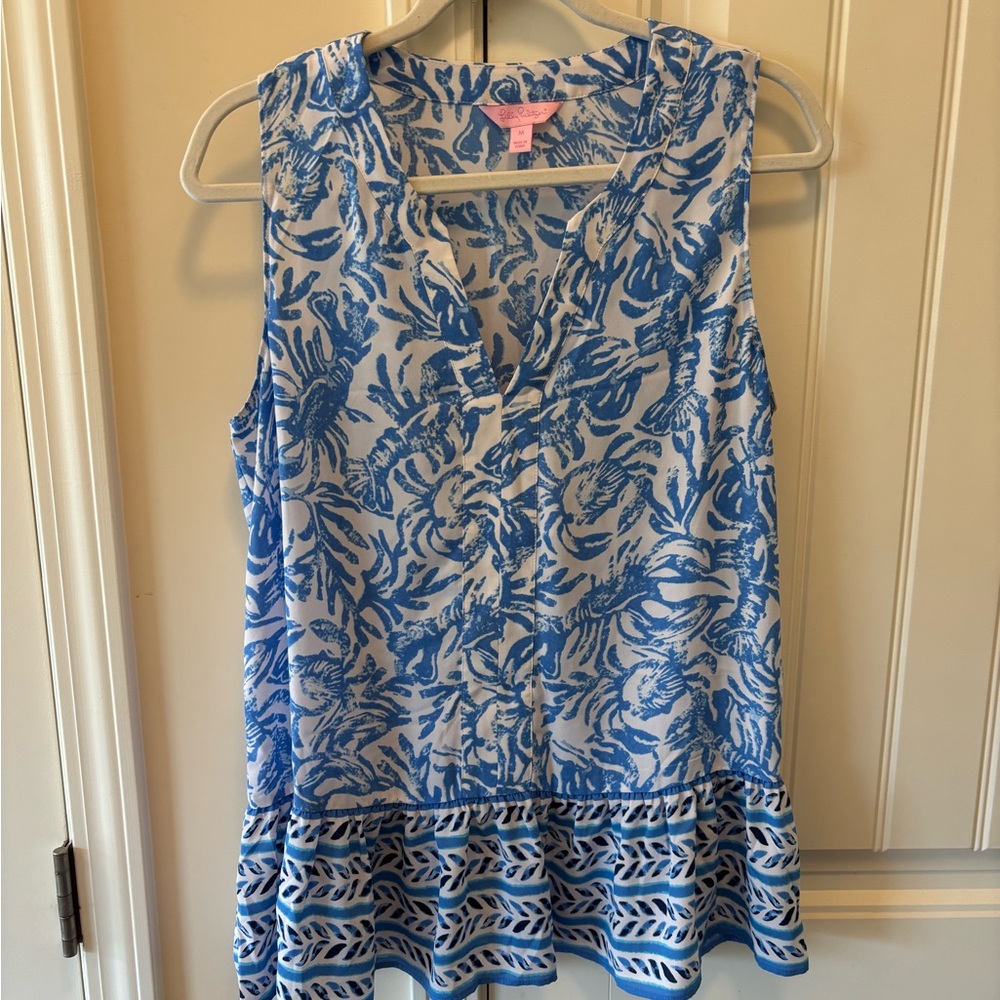 Lilly Pulitzer Gramercy Blue and White Sleeveless Top - size MEDIUM